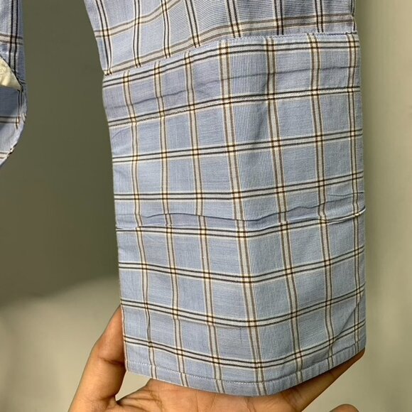 Borrelli Napoli Men's Blue Plaid Long Sleeve Button Down Shirt Size 15 1/2 - Picture 6 of 16